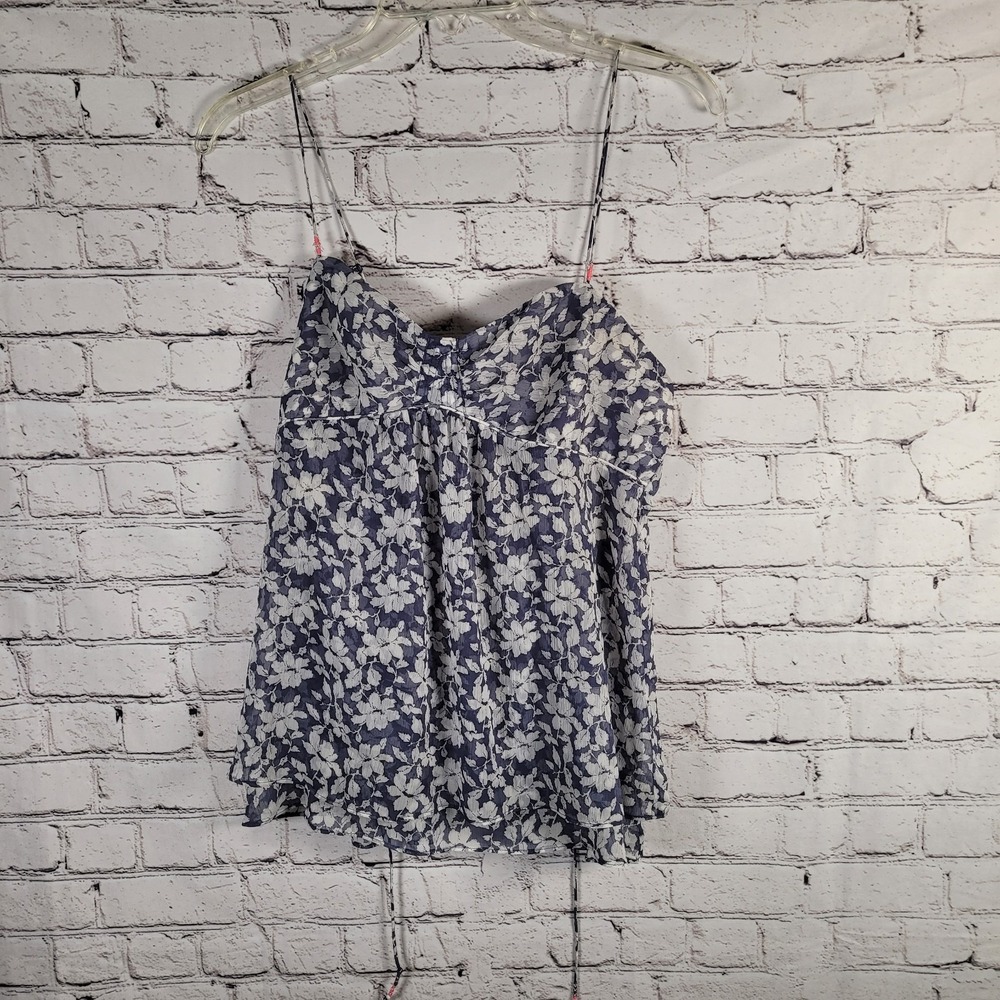 American Eagle Outfitters Camisole Tank Womens Med Blue Floral Babydoll Top